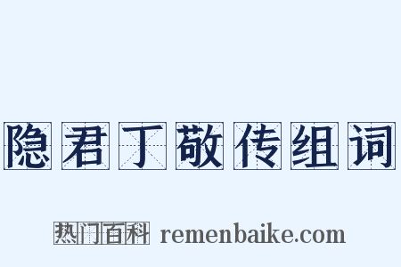隐君丁敬传组词是什么意思的图片